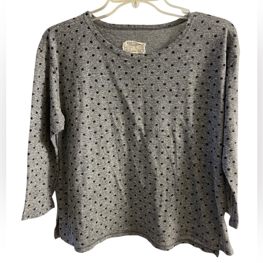 Current Elliott crewneck top grey polka dot boxy Sz 1 Small